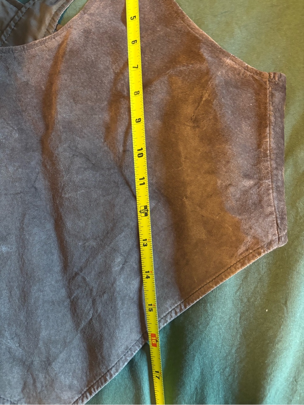 Vintage RALPH Ralph Lauren Brown Suede Leather Crossback Top, M - Picture 6 of 7